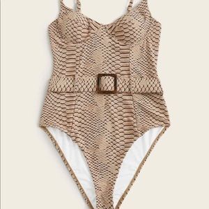 Snakeskin print one piece swimsuit